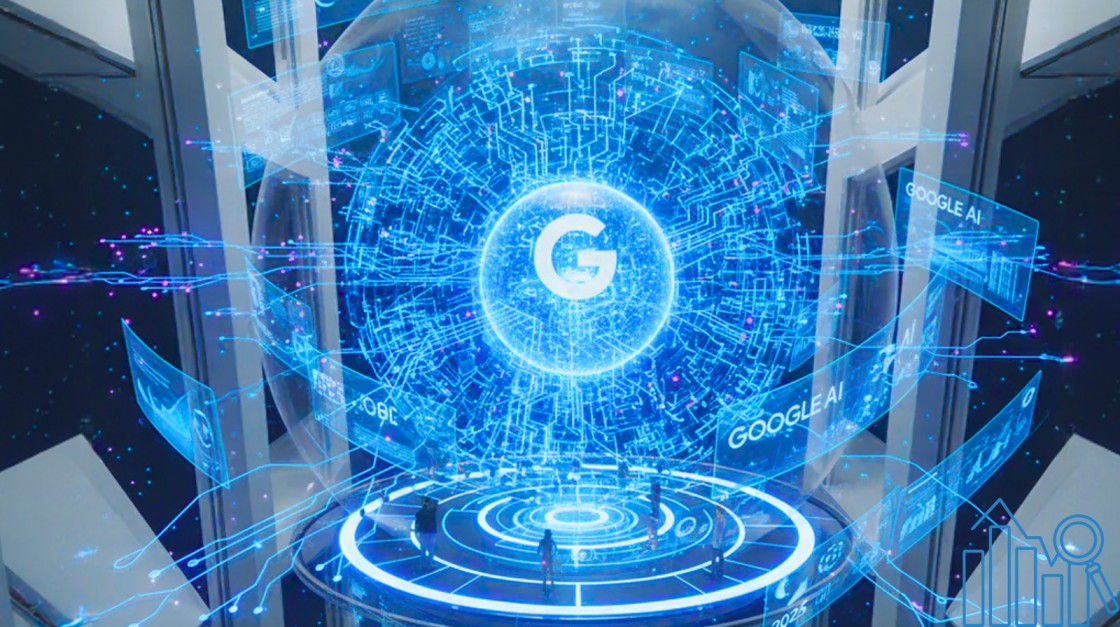 Illustration of Google transforming into an AI-powered system.