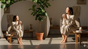 A calm lifestyle scene representing balanced living and simple habits for a peaceful and focused mind.