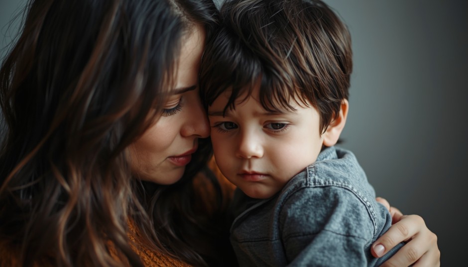 Parent calmly helping a child manage difficult behavior