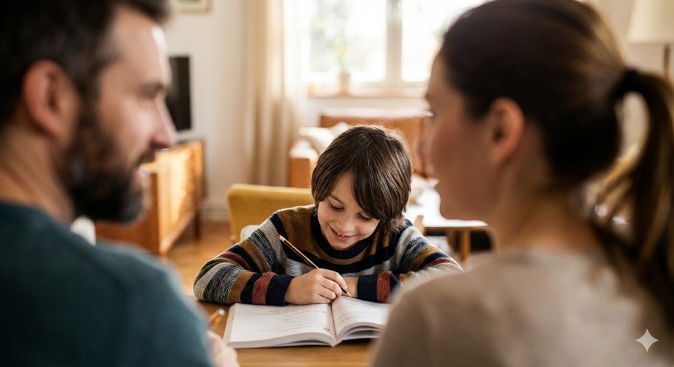 Parent supporting a child’s mindset during study time