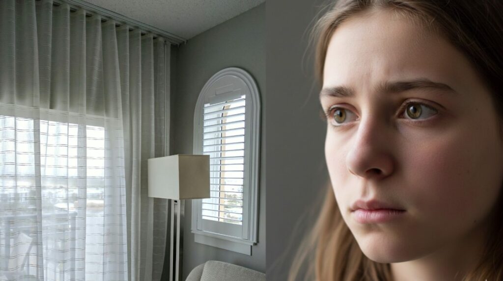 Emotional stress visible on a child’s face through a quiet and thoughtful expression