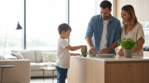 Parents teaching life skills at home to support child emotional wellbeing and confidence