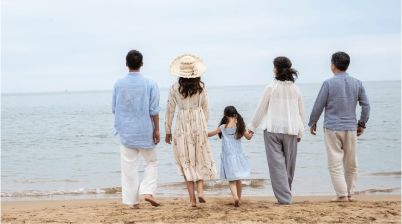 Family enjoying a gratitude walk together