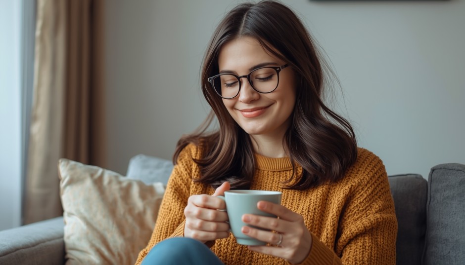 Parent practicing mindfulness and self-care at home to support mental health and wellness