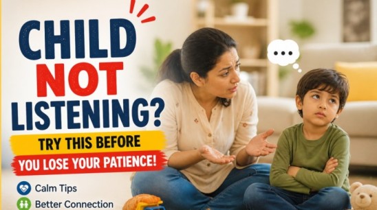 parent calmly communicating with child not listening situation