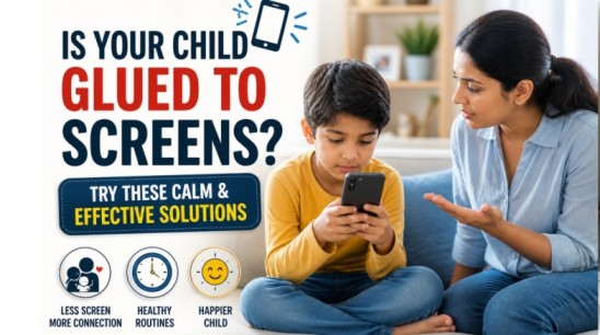 parent helping child reduce screen time calmly at home