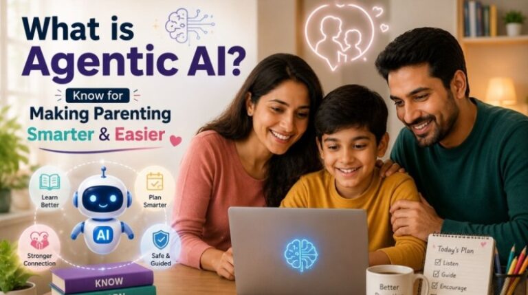 Parent and child using a laptop together while learning about Agentic AI at home