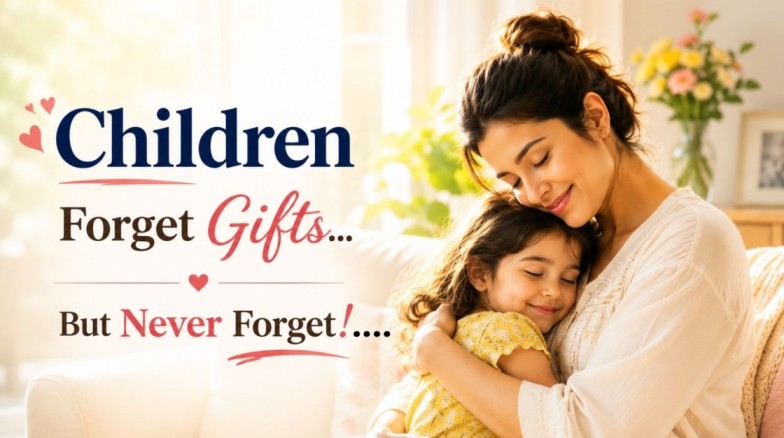 Parent hugging child warmly during an emotional family moment