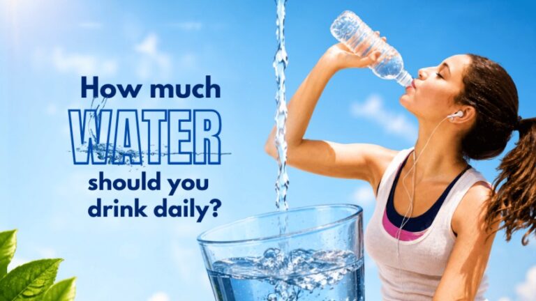 Woman drinking water from a reusable bottle outdoors